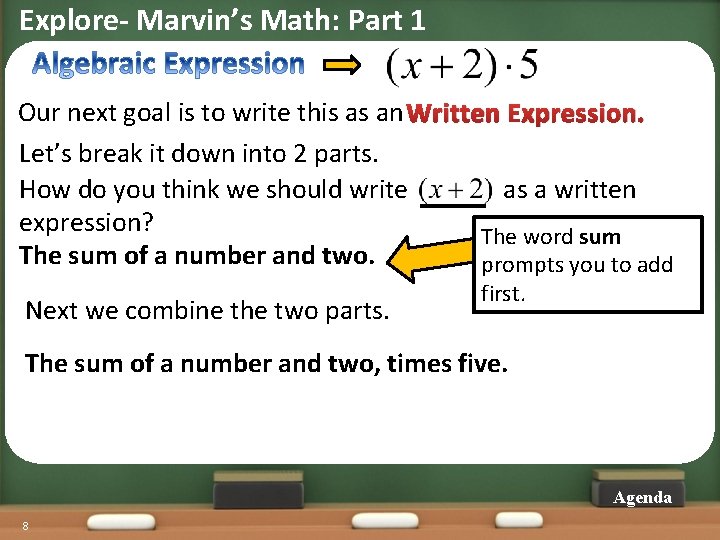 Explore- Marvin’s Math: Part 1 Our next goal is to write this as an