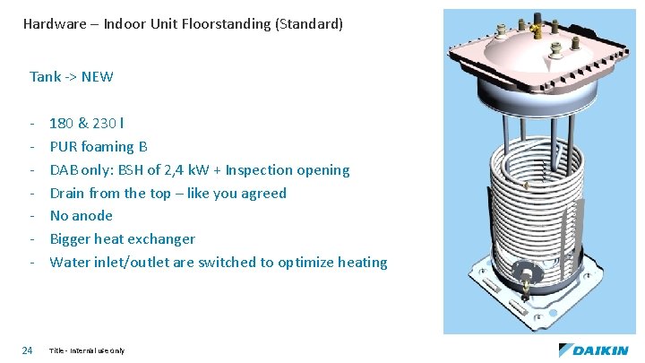 Hardware – Indoor Unit Floorstanding (Standard) Tank -> NEW - 24 180 & 230