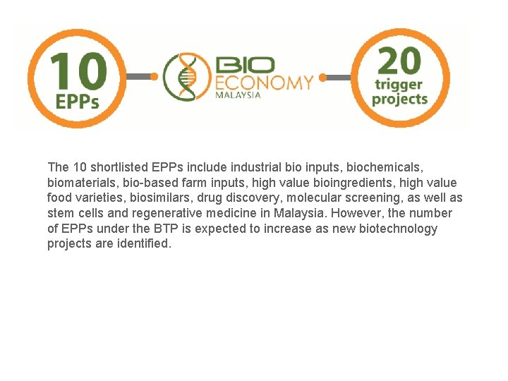 The 10 shortlisted EPPs include industrial bio inputs, biochemicals, biomaterials, bio-based farm inputs, high