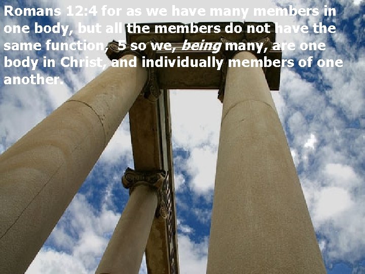 Romans 12: 4 for as we have many members in one body, but all