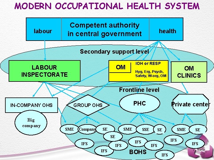 MODERN OCCUPATIONAL HEALTH SYSTEM labour Competent authority in central government health Secondary support level