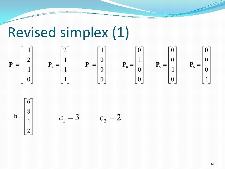 Revised simplex (1) 12 Revised simplex (1) 12