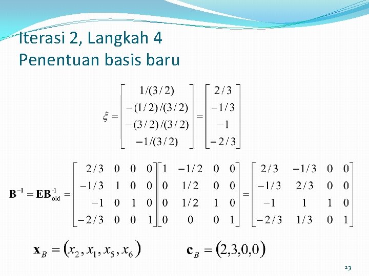 Iterasi 2, Langkah 4 Penentuan basis baru 23 