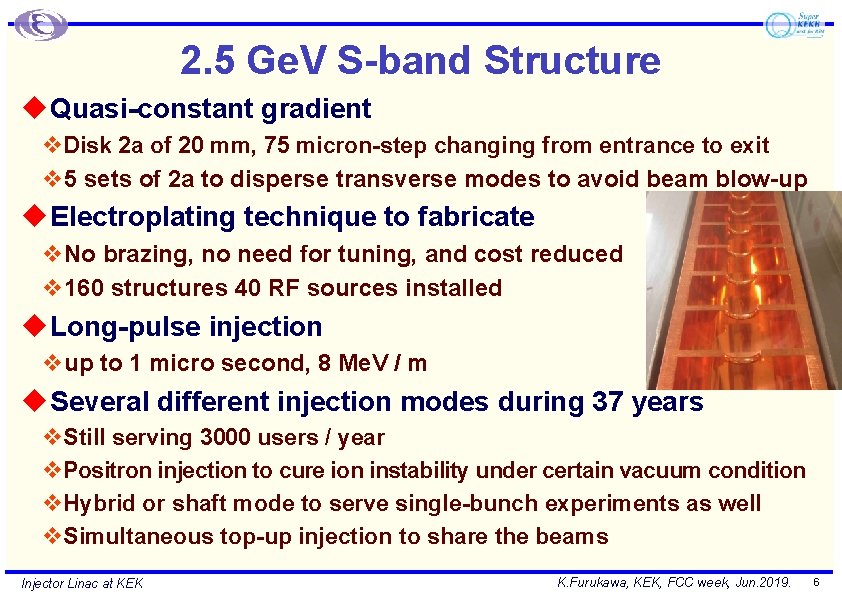 2. 5 Ge. V S-band Structure u Quasi-constant gradient v. Disk 2 a of