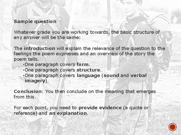 Sample question Whatever grade you are working towards, the basic structure of any answer