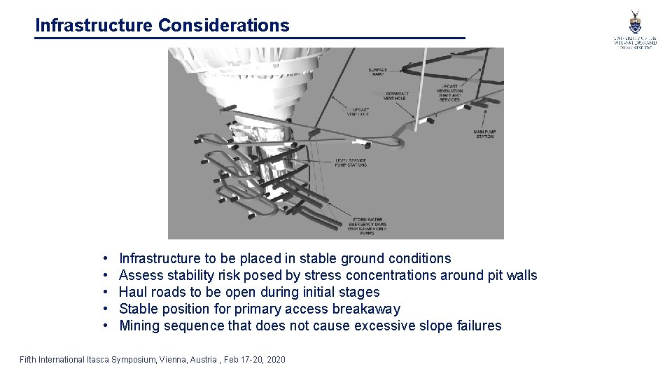 Infrastructure Considerations • • • Infrastructure to be placed in stable ground conditions Assess
