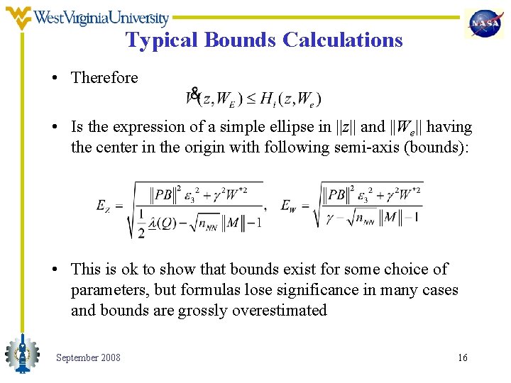 Typical Bounds Calculations • Therefore • Is the expression of a simple ellipse in