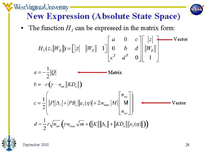 New Expression (Absolute State Space) • The function H 3 can be expressed in