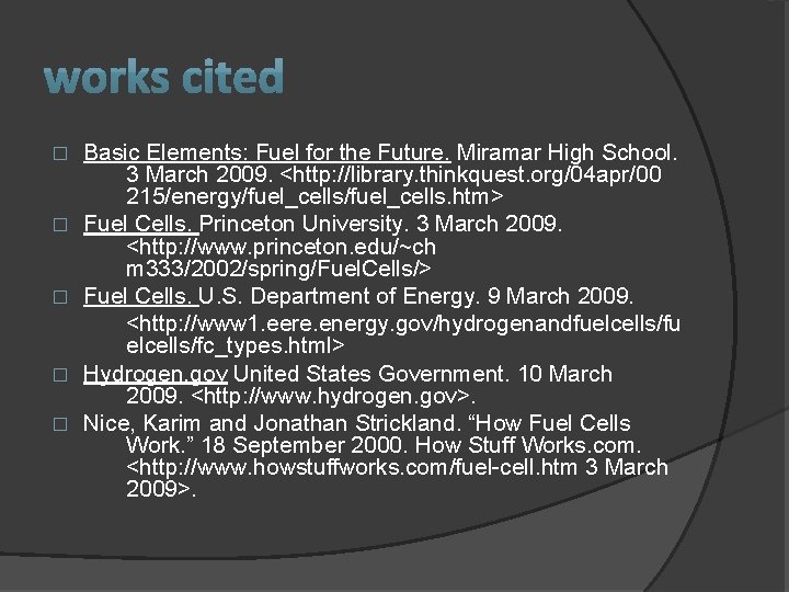 � � � Basic Elements: Fuel for the Future. Miramar High School. 3 March