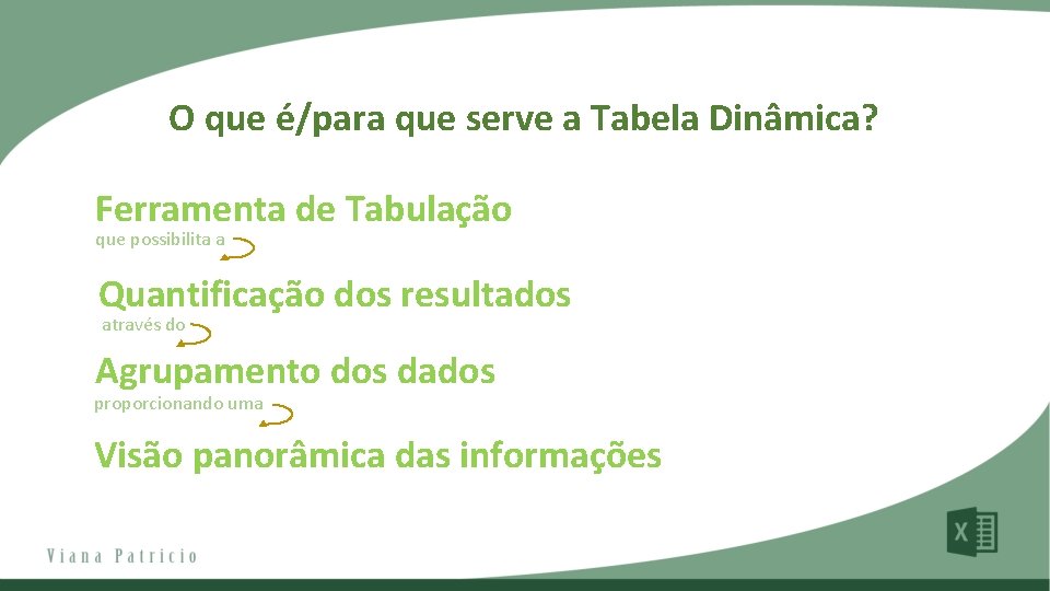 O que é/para que serve a Tabela Dinâmica? Ferramenta de Tabulação que possibilita a