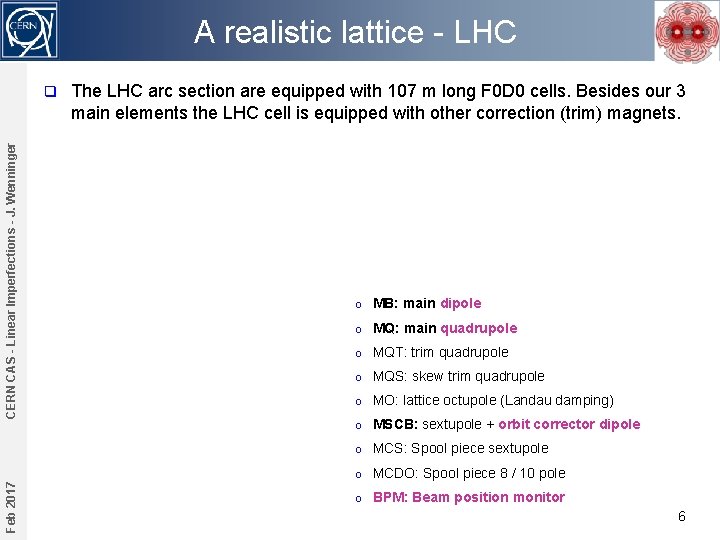 A realistic lattice - LHC CERN CAS - Linear Imperfections - J. Wenninger q