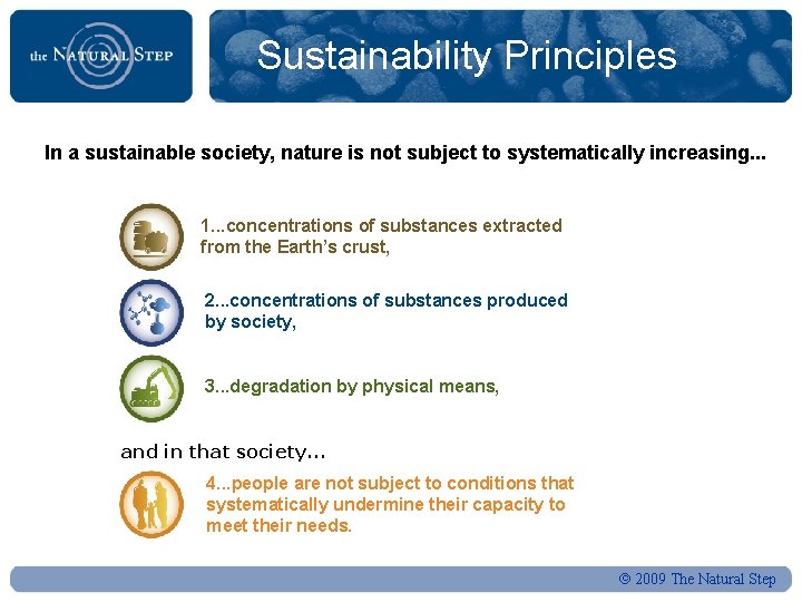 Sustainability Principles In a sustainable society, nature is not subject to systematically increasing. .