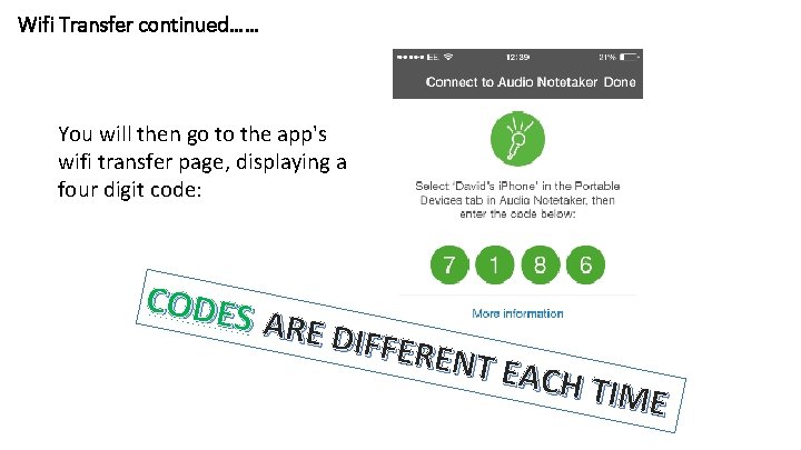 Wifi Transfer continued…… You will then go to the app's wifi transfer page, displaying