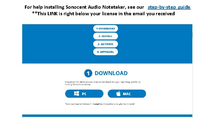 For help installing Sonocent Audio Notetaker, see our step-by-step guide **This LINK is right