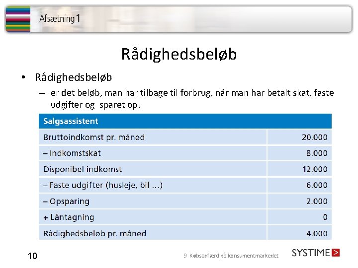 Rådighedsbeløb • Rådighedsbeløb – er det beløb, man har tilbage til forbrug, når man