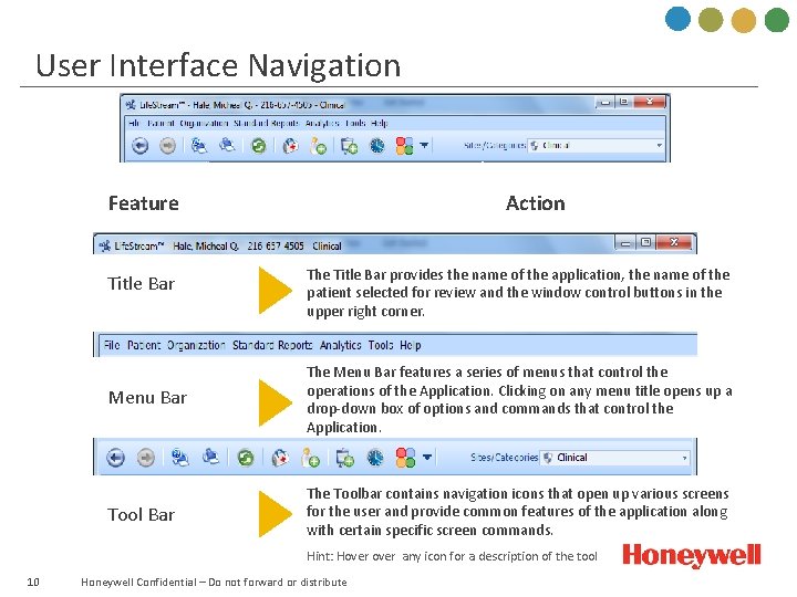 User Interface Navigation Feature Title Bar Action The Title Bar provides the name of