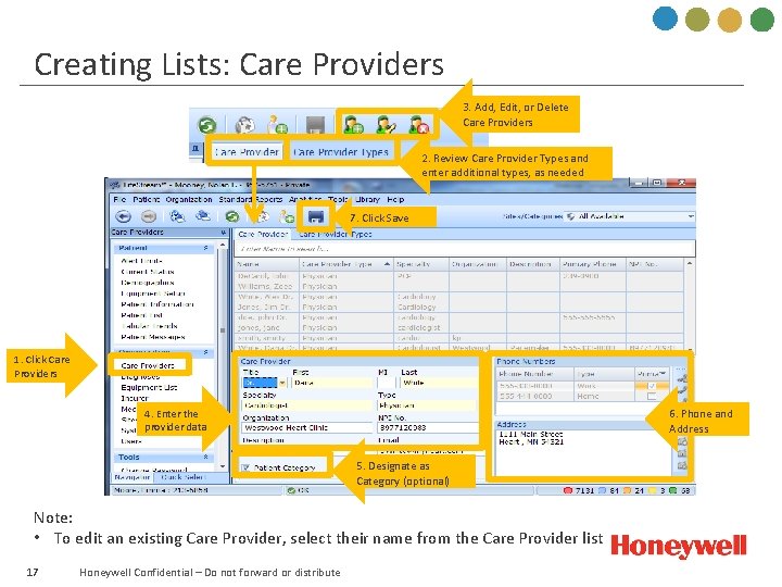 Creating Lists: Care Providers 3. Add, Edit, or Delete Care Providers 2. Review Care