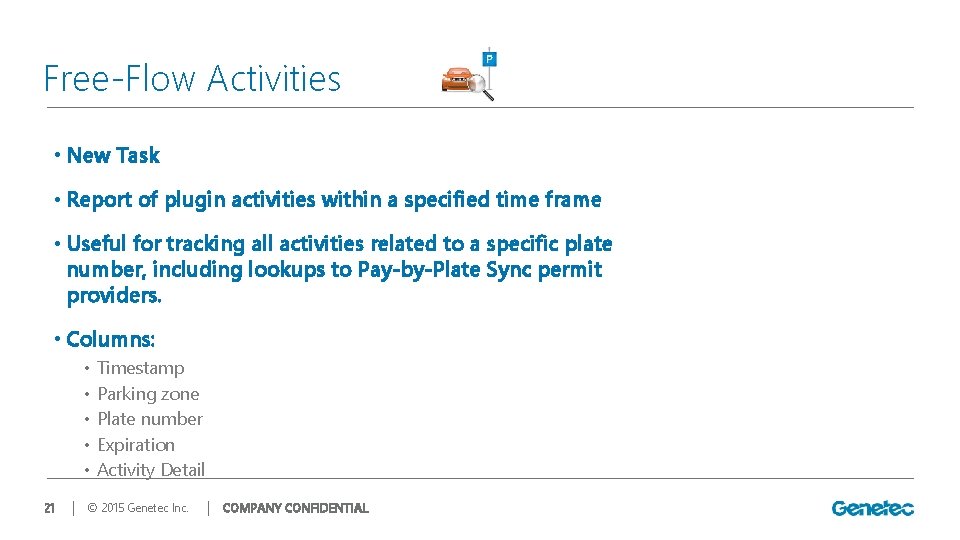 Free-Flow Activities • New Task • Report of plugin activities within a specified time
