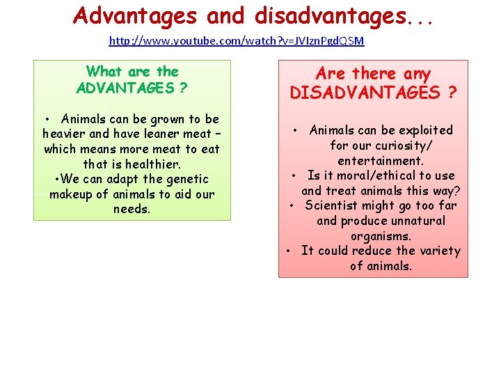 Advantages and disadvantages. . . http: //www. youtube. com/watch? v=JVIzn. Pgd. QSM What are