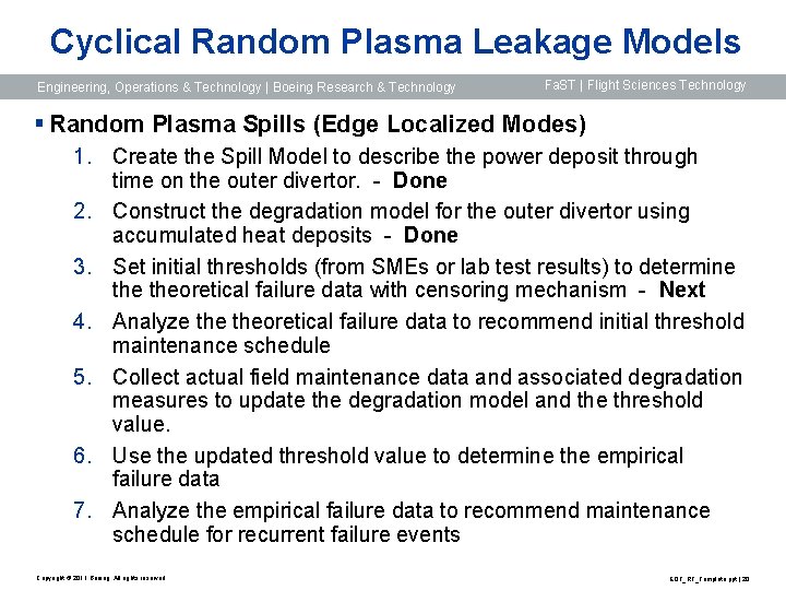 Cyclical Random Plasma Leakage Models Engineering, Operations & Technology | Boeing Research & Technology