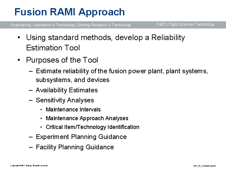 Fusion RAMI Approach Engineering, Operations & Technology | Boeing Research & Technology Fa. ST