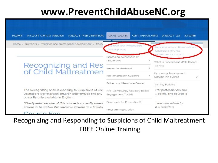 www. Prevent. Child. Abuse. NC. org Recognizing and Responding to Suspicions of Child Maltreatment