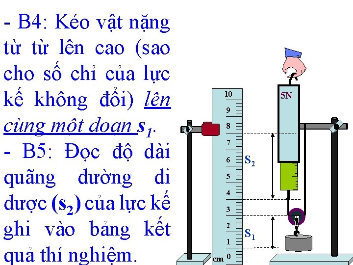 - B 4: Kéo vật nặng từ từ lên cao (sao cho số chỉ