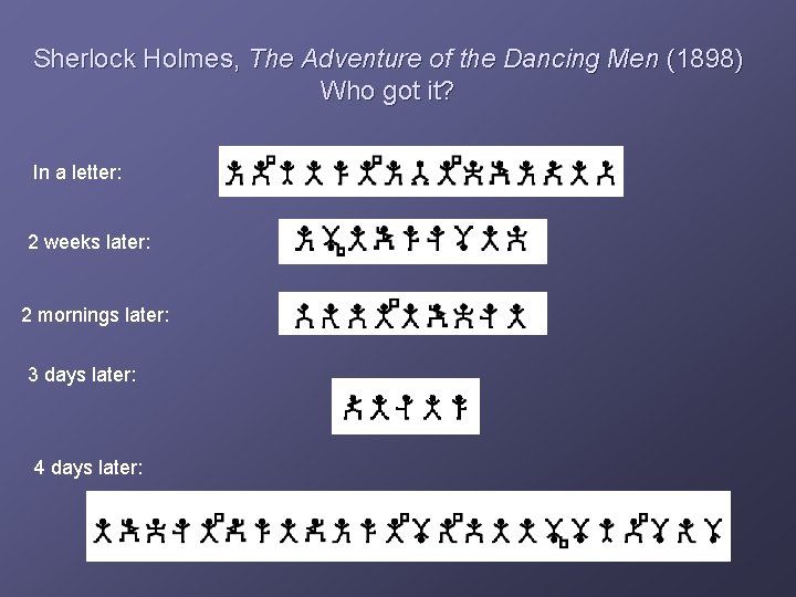 Sherlock Holmes, The Adventure of the Dancing Men (1898) Who got it? In a