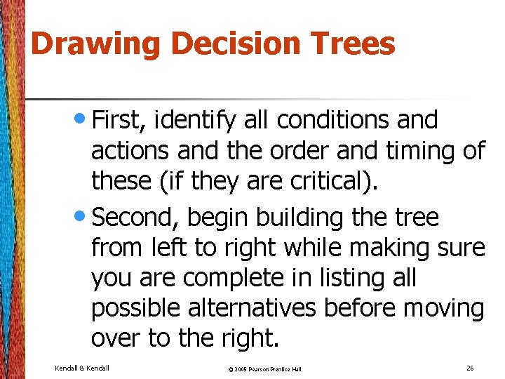 Drawing Decision Trees • First, identify all conditions and actions and the order and