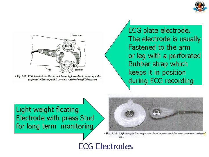 ECG plate electrode. The electrode is usually Fastened to the arm or leg with