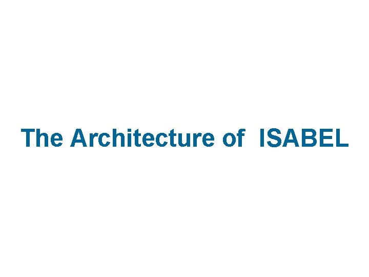 The Architecture of ISABEL 