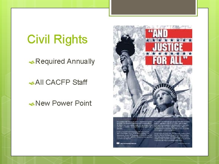 Civil Rights Required All Annually CACFP Staff New Power Point 