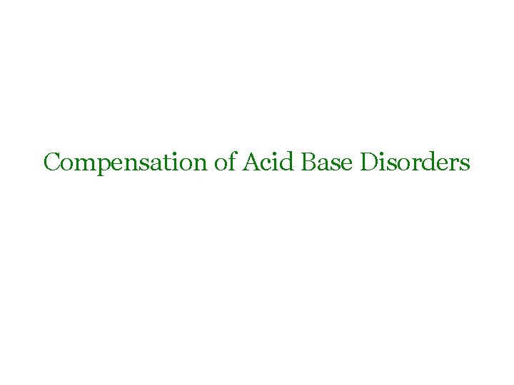 Compensation of Acid Base Disorders 