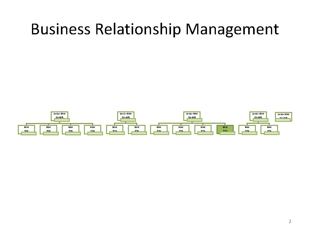 Business Relationship Management Senior BRM Dir 45% BRM PO 4 BRM PO 4 BRM