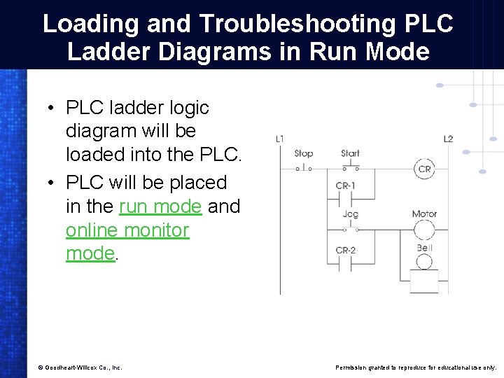 Loading and Troubleshooting PLC Ladder Diagrams in Run Mode • PLC ladder logic diagram
