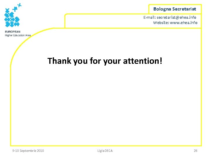 Bologna Secretariat E-mail: secretariat@ehea. info Website: www. ehea. info Thank you for your attention!