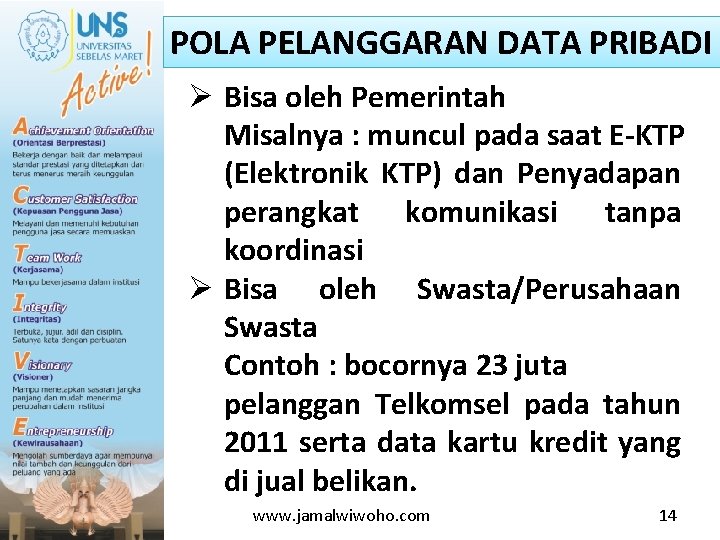 POLA PELANGGARAN DATA PRIBADI Ø Bisa oleh Pemerintah Misalnya : muncul pada saat E-KTP