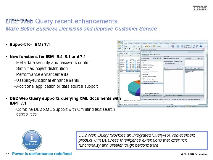 IBM Power Systems DB 2 Web Query recent enhancements Make Better Business Decisions and