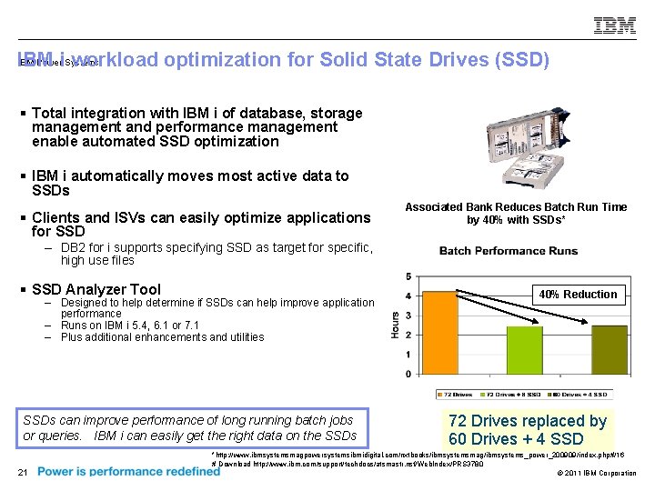 IBM Poweri. Systems IBM workload optimization for Solid State Drives (SSD) § Total integration
