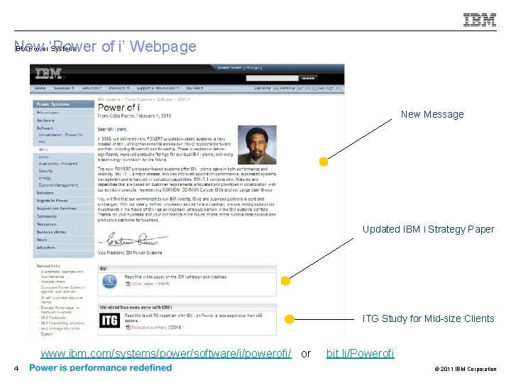 IBM Power ‘Power Systems New of i’ Webpage New Message Updated IBM i Strategy
