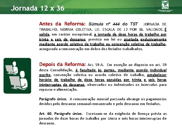 Jornada 12 x 36 Antes da Reforma: Súmula nº 444 do TST JORNADA DE