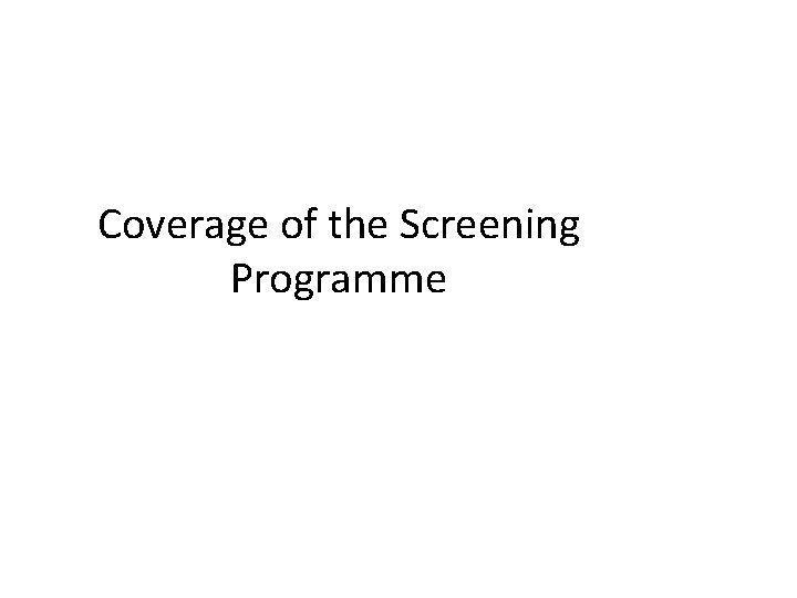 Coverage of the Screening Programme 
