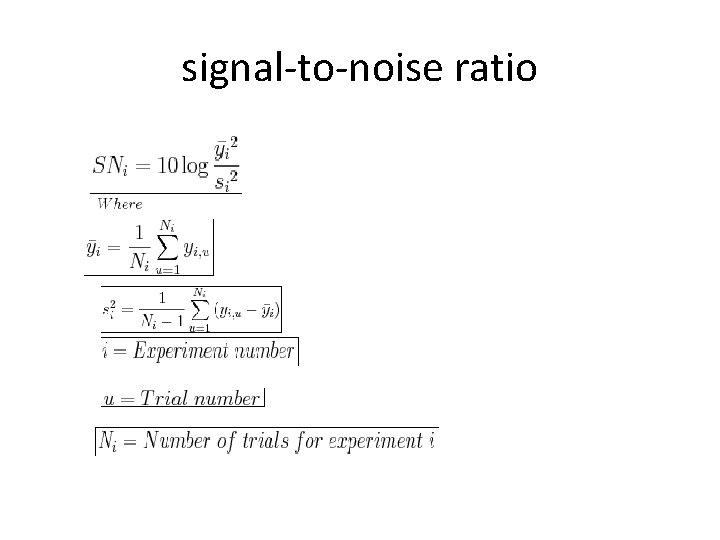 signal-to-noise ratio 