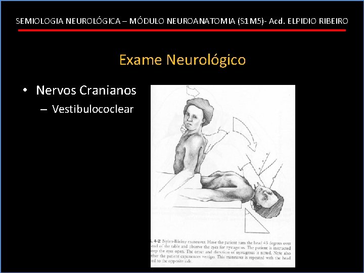 SEMIOLOGIA NEUROLÓGICA – MÓDULO NEUROANATOMIA (S 1 M 5)- Acd. ELPIDIO RIBEIRO Exame Neurológico