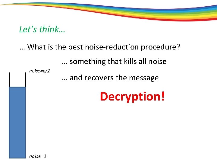 Let’s think… … What is the best noise-reduction procedure? … something that kills all