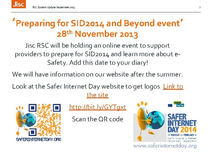 RSC Eastern Update September 2013 ‘Preparing for SID 2014 and Beyond event’ 28 th