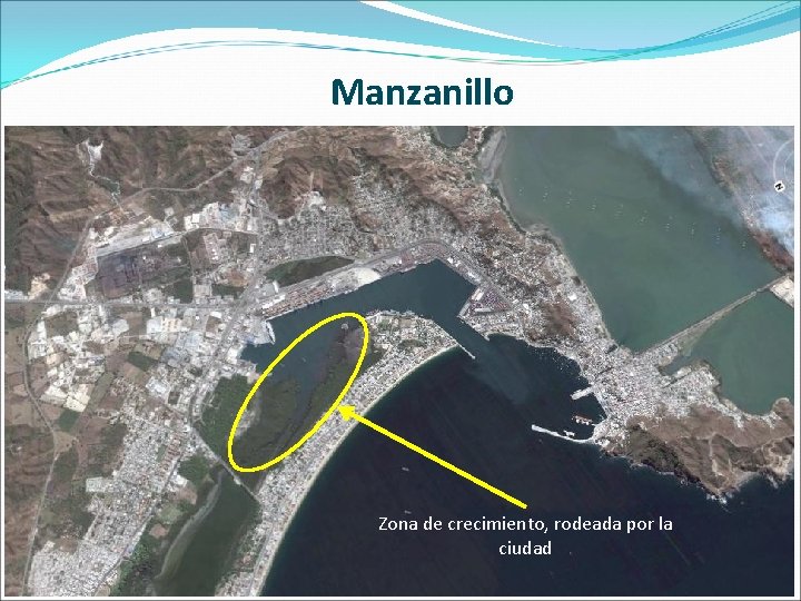 Manzanillo Zona de crecimiento, rodeada por la ciudad 