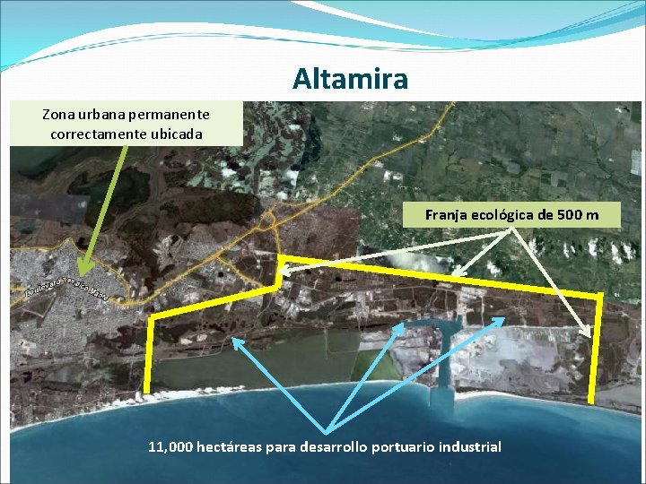 Altamira Zona urbana permanente correctamente ubicada Franja ecológica de 500 m 11, 000 hectáreas