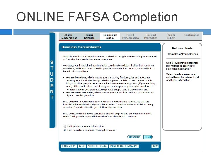 ONLINE FAFSA Completion 