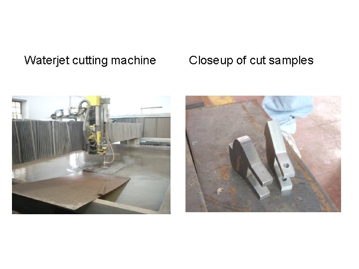 Waterjet cutting machine Closeup of cut samples 